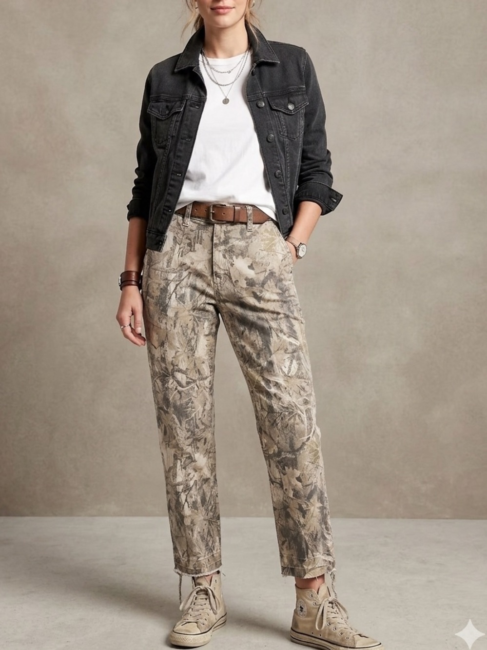 Hollister Neutral Camo Straight-Leg Jeans